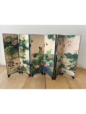 An Imitation of an Asian Ancient Small Lotus Screen Tabletop NEW 6 Panel